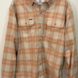 Poncho Plaid Performance Flannel Orange and Cream